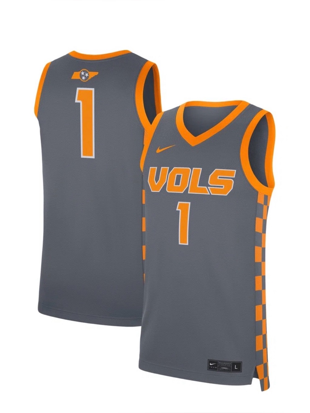 Tennessee Volunteers Nike Replica basketball Jersey
#1 - Gray Orange size Medium